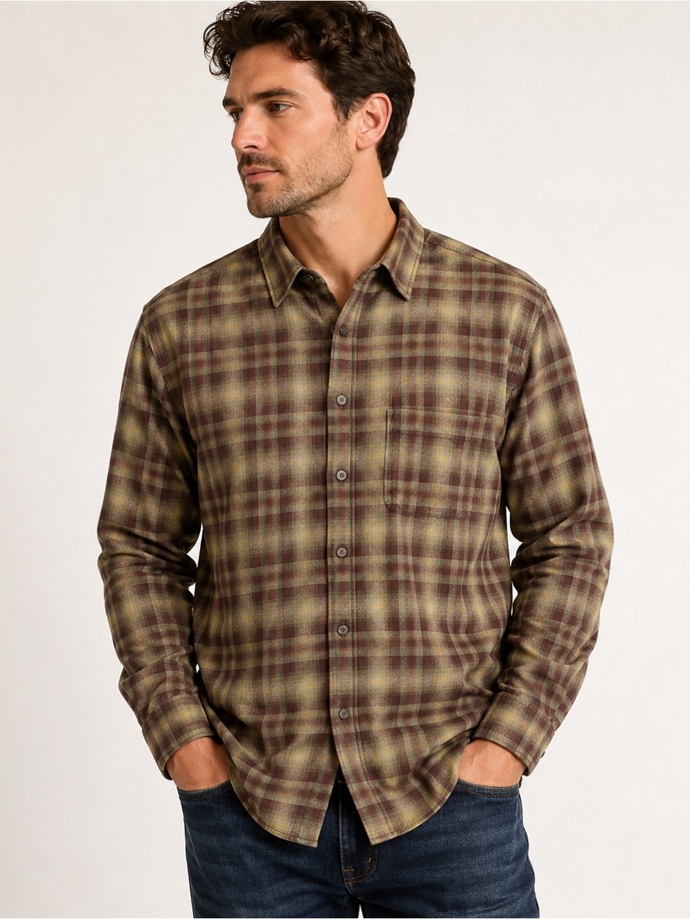 Banana Republic Men’s Large Plaid Button Front Shirt
